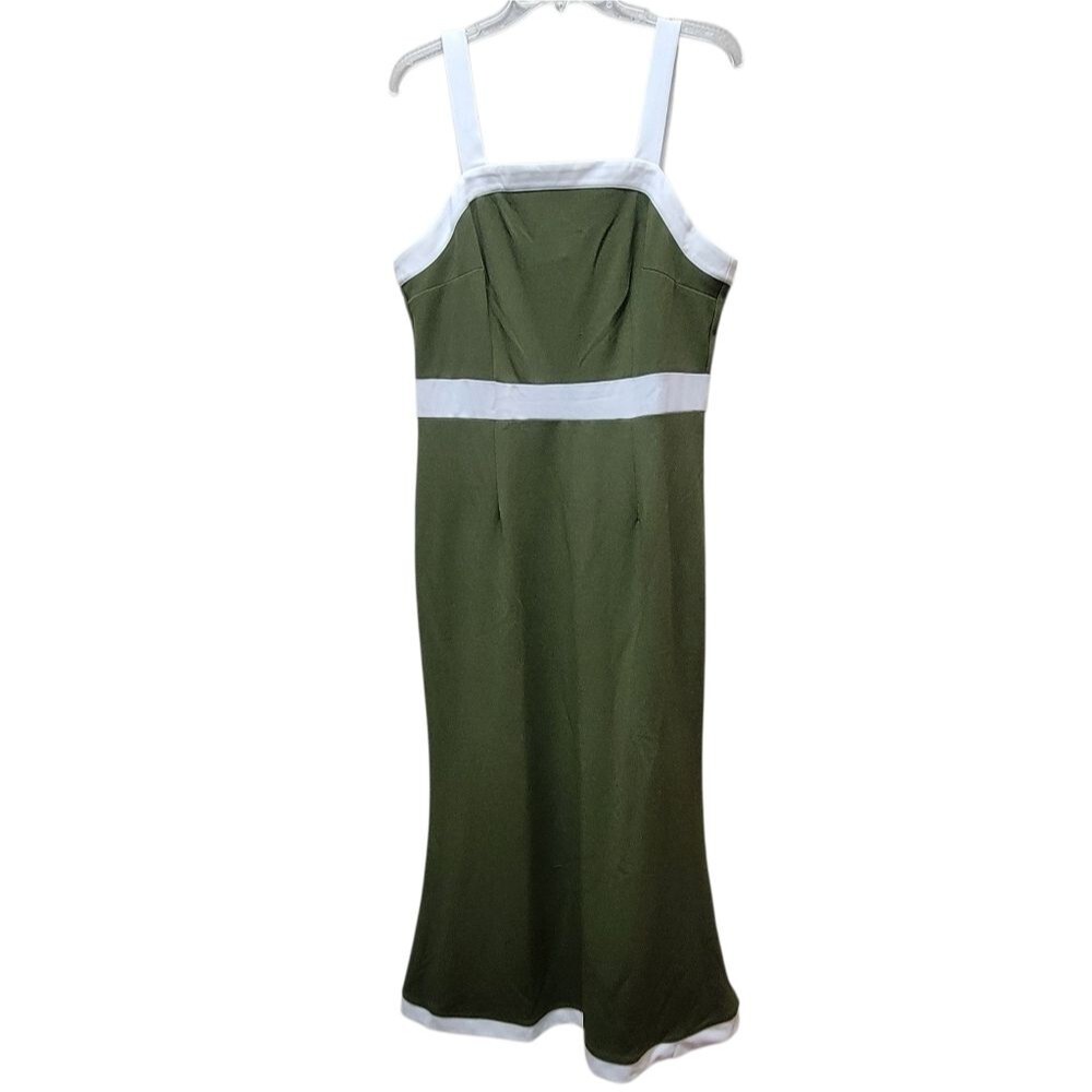 NANYUAYA Elegant Olive Green Maxi Dress with White Accents - NWOT - Picture 3 of 9